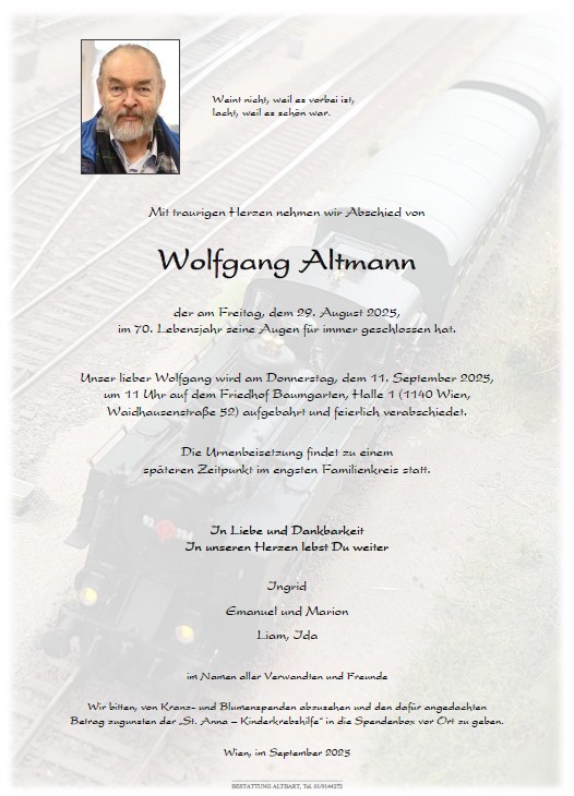 Mehr über den Artikel erfahren Verabschiedung von Wolfgang Altmann